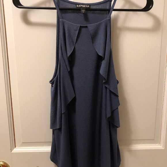 Express Blue Ruffle Tank Top - Picture 2 of 3